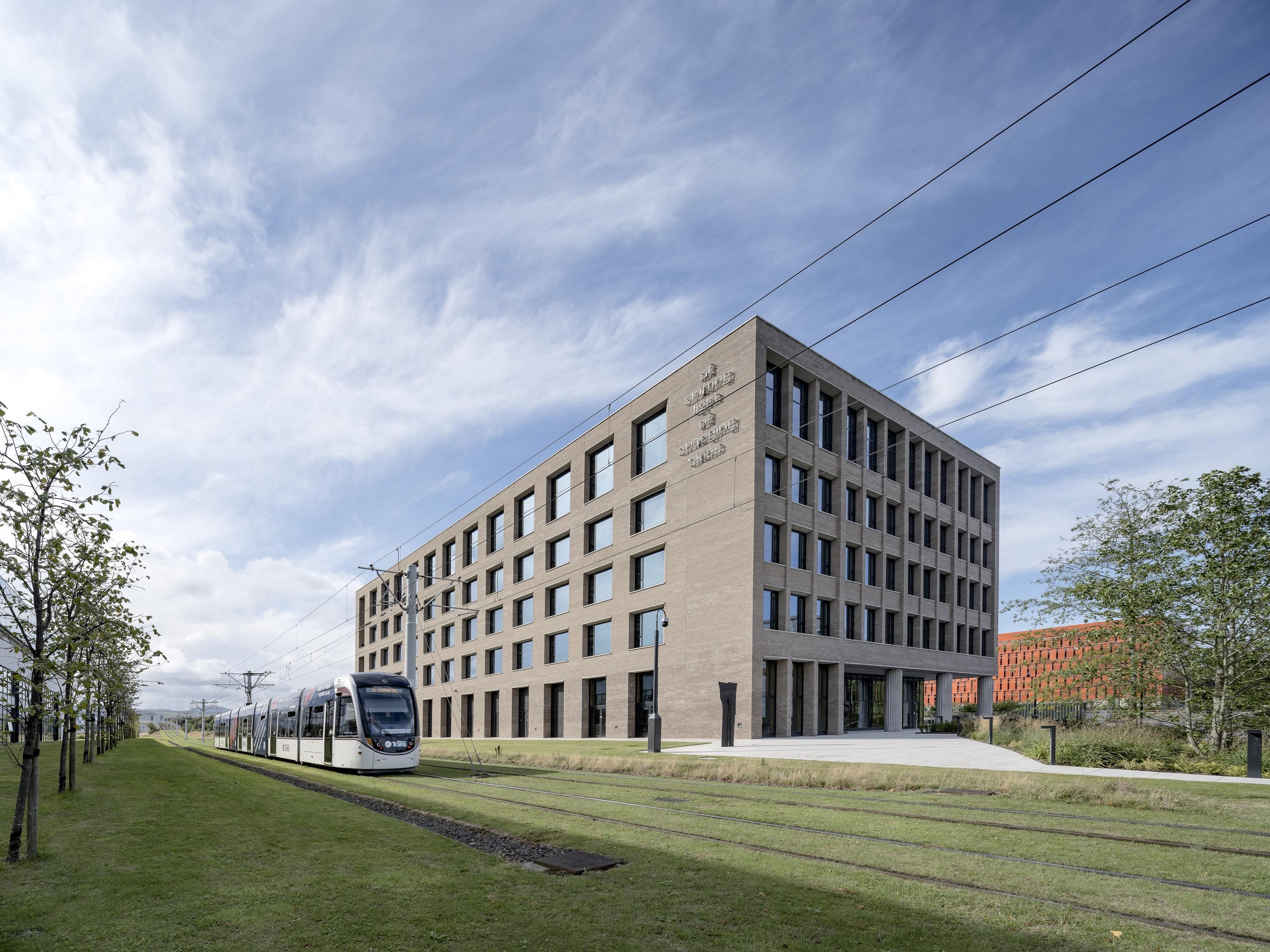 A photograph of the 1 New Park Square office building in west Edinburgh.