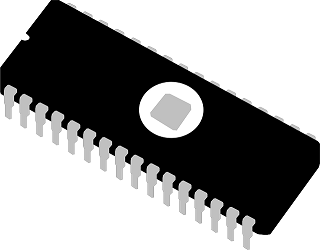 A vector graphic of a microchip.