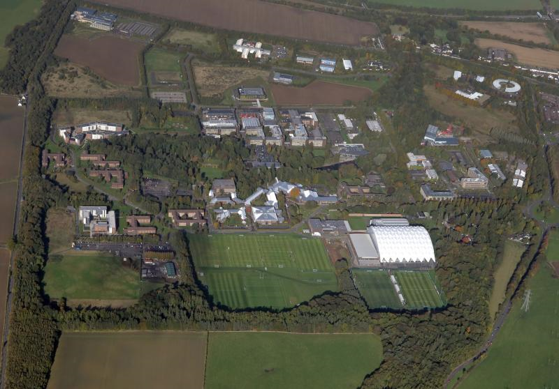 An aerial photograph of the Heriot-Watt Research Park