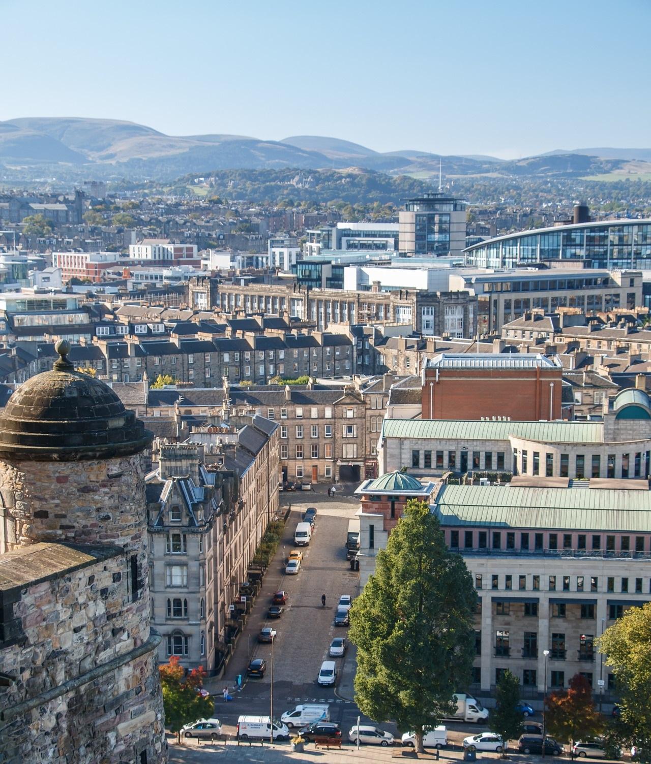 A view of a street in Edinburgh.