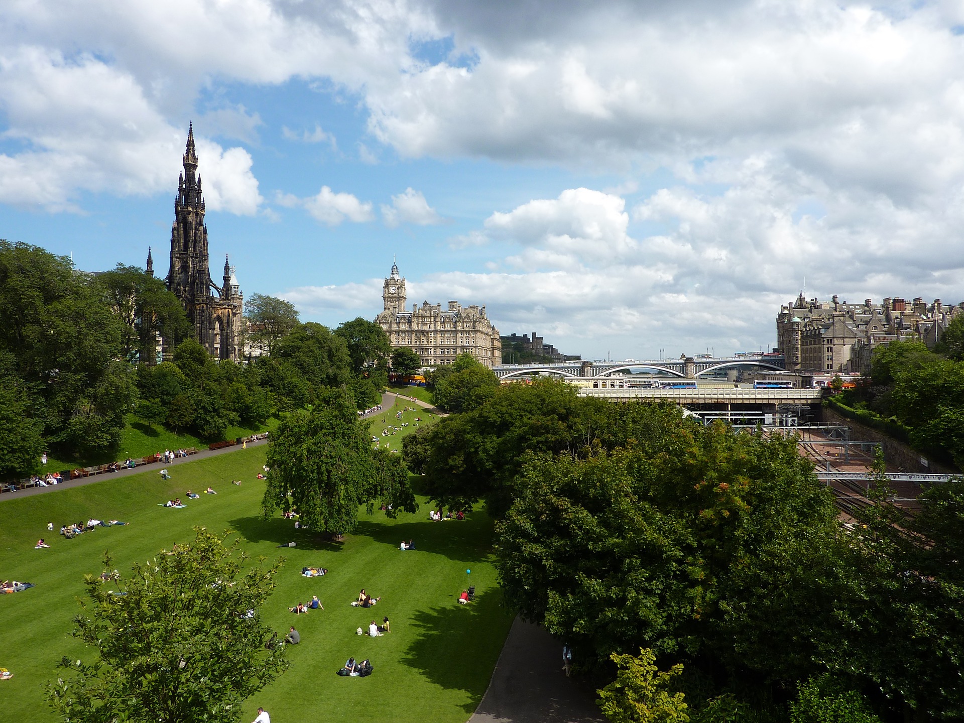 An aerial photograph of Princes Street Gardens.