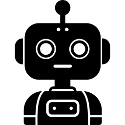 An icon showing a robot.
https://uxwing.com/robot-bot-black-icon/