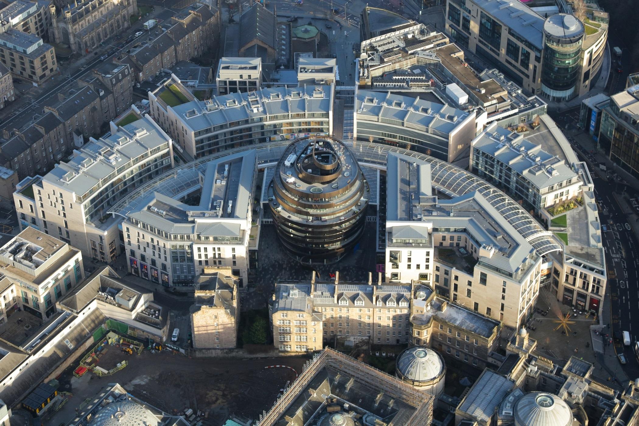 An aerial photograph of Edinburgh's St James Quarter